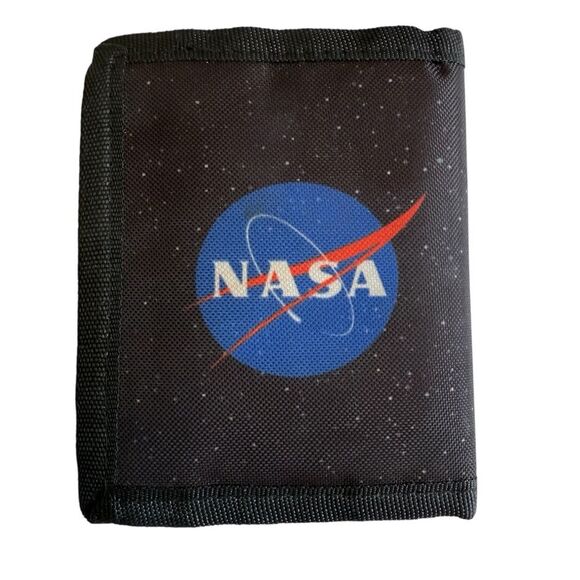 NASA Hook & Loop Trifold Wallet Unisex Black Starry Night Space Aerospace - Picture 11 of 11